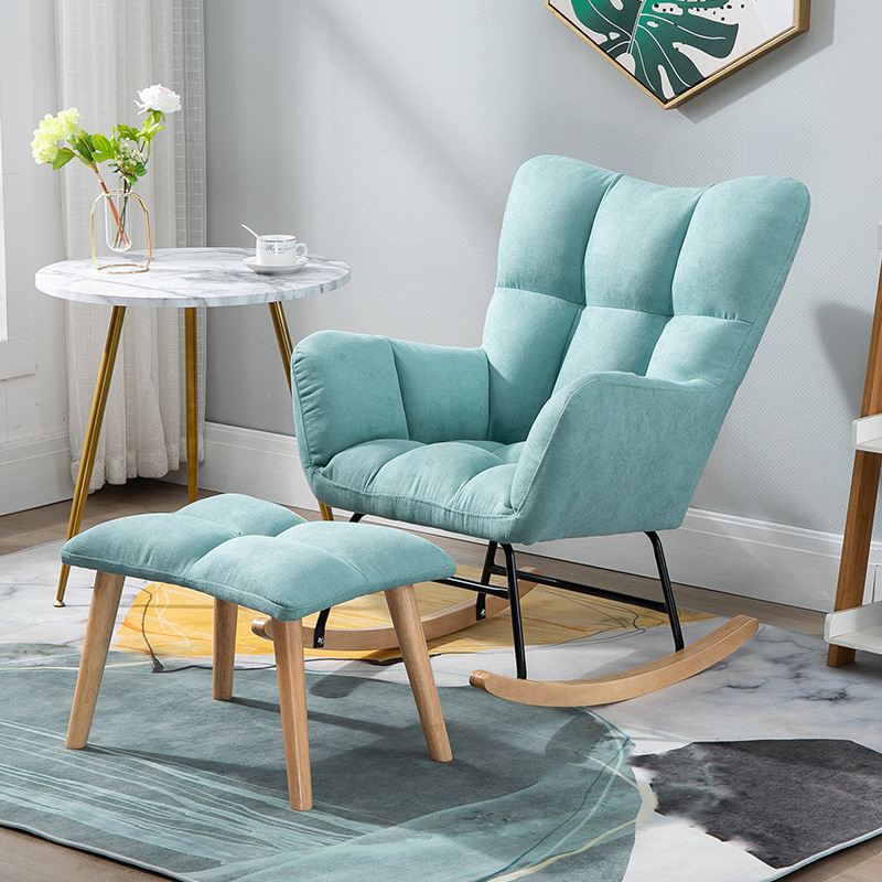 Modish Upholstered Cushioned Rocking Accent Chair 2 Piece Set with Footstool & Recessed Arm, Scratch-tolerant - image 28
