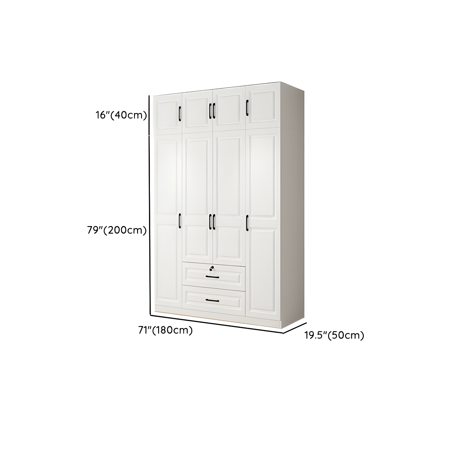 White Wood Wardrobe Armoire with Drawers, Shelves, and Clothing Rod - image 21