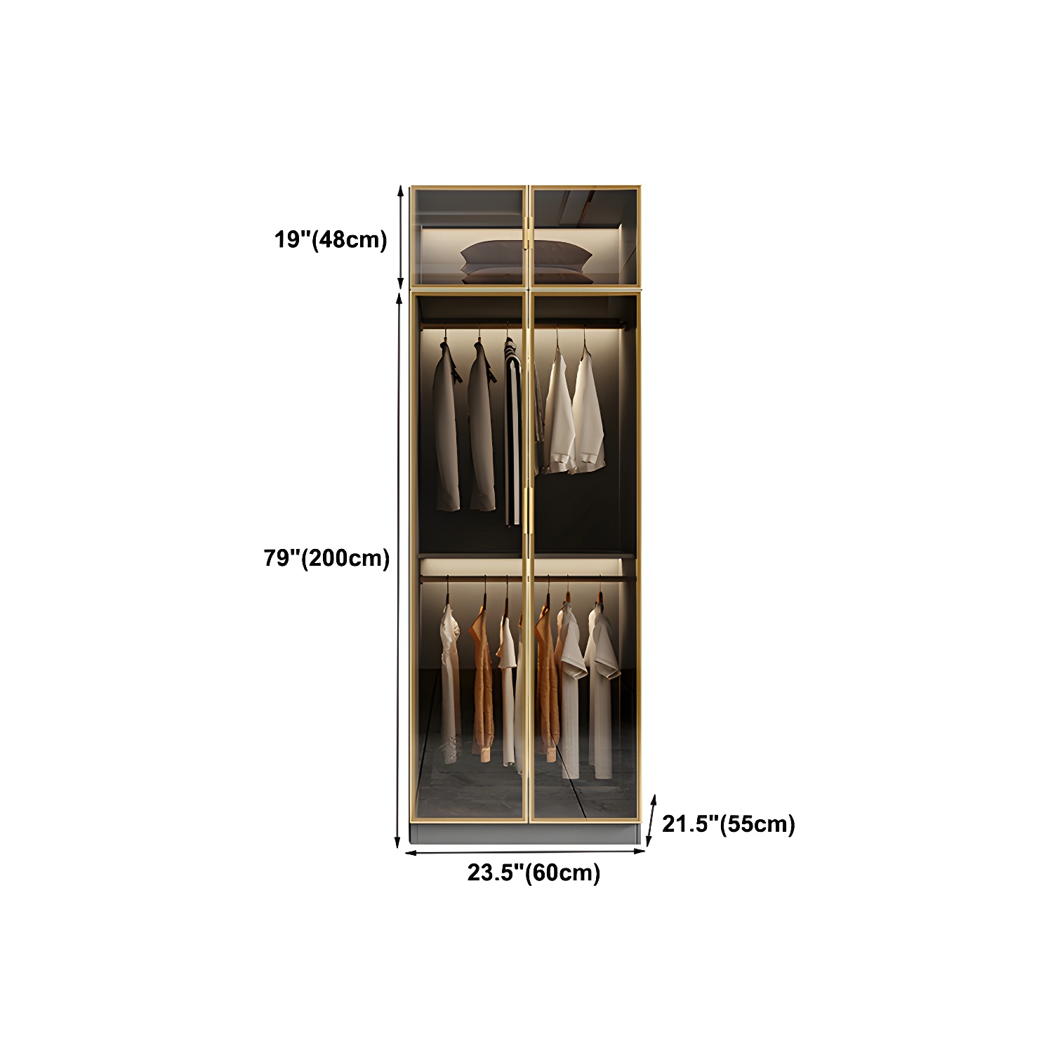 Glass and Wood Wardrobe Armoire Contemporary Wardrobe Closet - image 19
