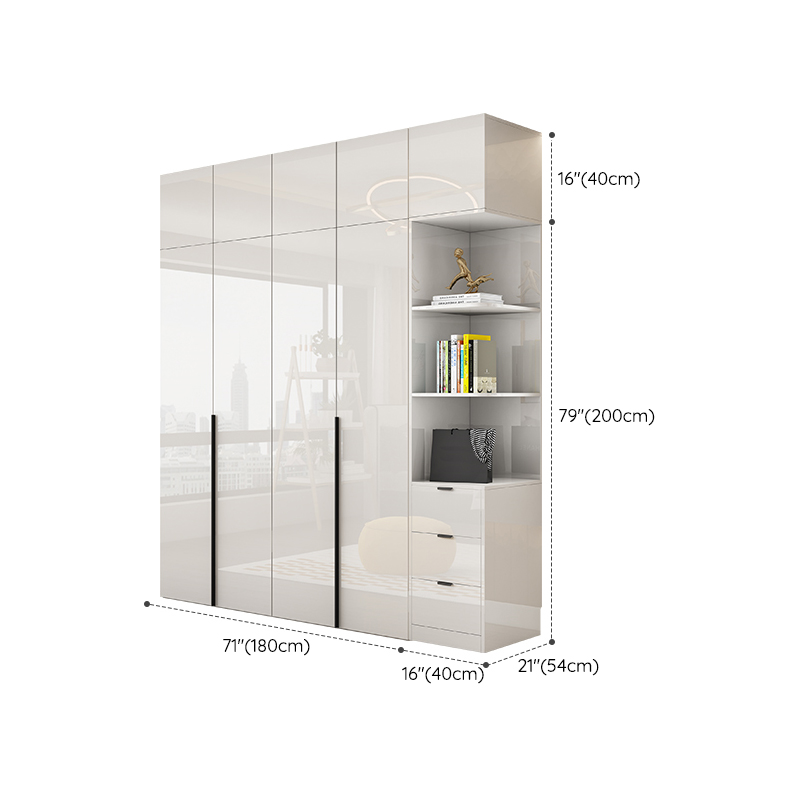 Solid Wood White Wardrobe Armoire with Drawers, Clothing Rod, and Shelves - image 32