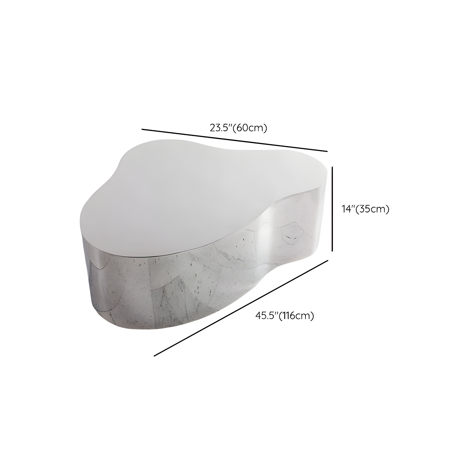 Silver Modern Coffee Table with Free Form Metal Top and Abstract Stainless Steel Base - image 16