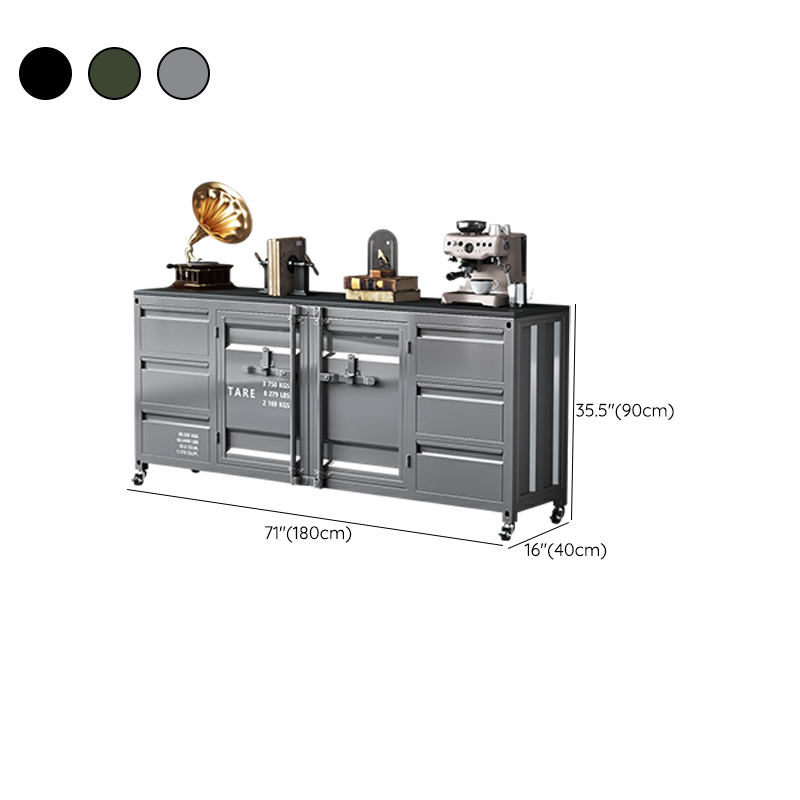 Industrial Metal Sideboard Credenza with Cabinets and Drawers - image 20