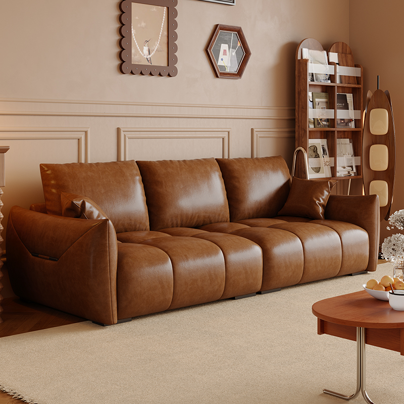 Modern Solid Color Scratch-defiant Standard Sofa in Light Gray/Emerald Green/Auburn, 3-seater with 2 Pillows - image 3