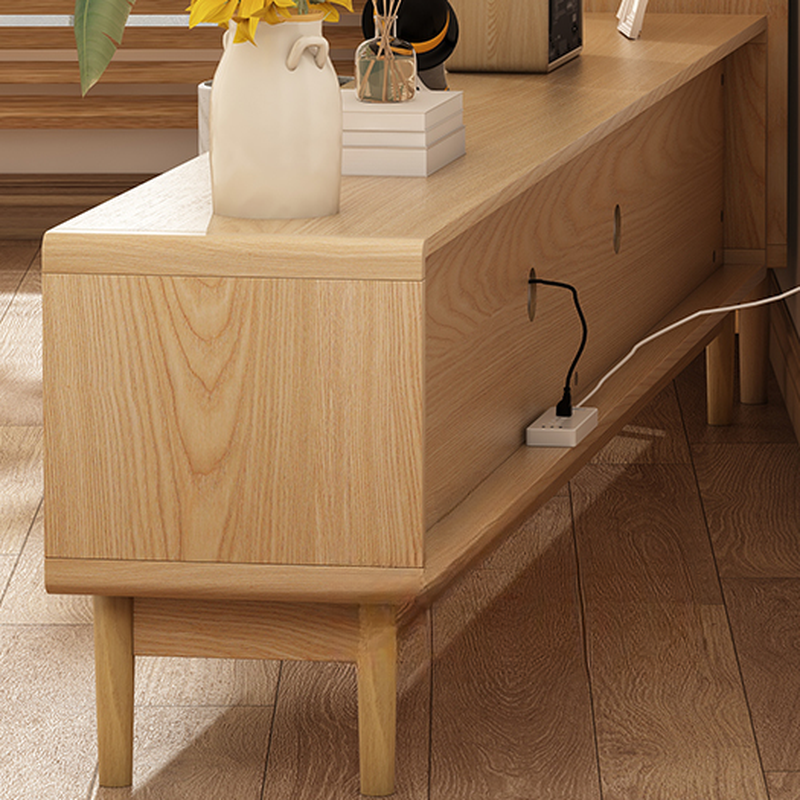 Solid+Engineered Wood TV Stand with 4 Drawers, 2 Cabinets, Cable Management, and Variable Shelf - image 3