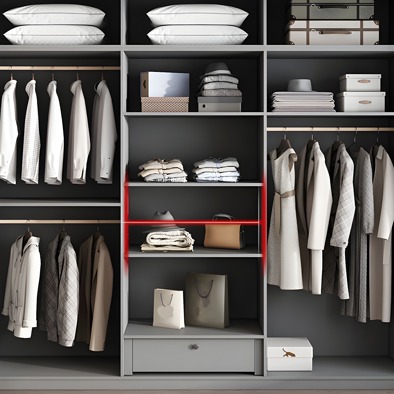 Bedroom Modern Storage Armoire Wooden Wardrobe Cabinet with Garment Rod - image 6