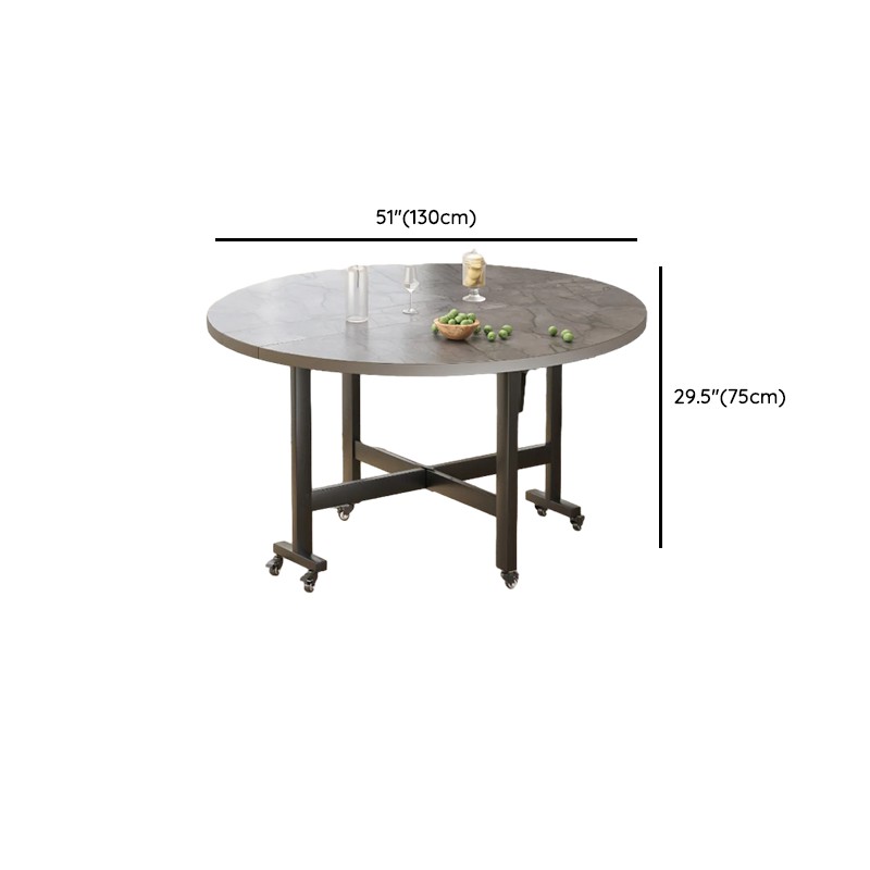 Contemporary Circular-shaped Timber Dining Table in Gray, Extendable - image 14