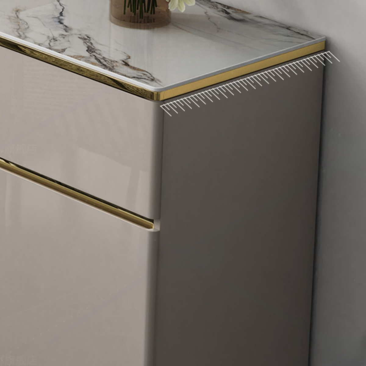Elegant Standalone Sideboard with 5 Drawers, 5 Doors, and Faux Marble Countertop - image 9