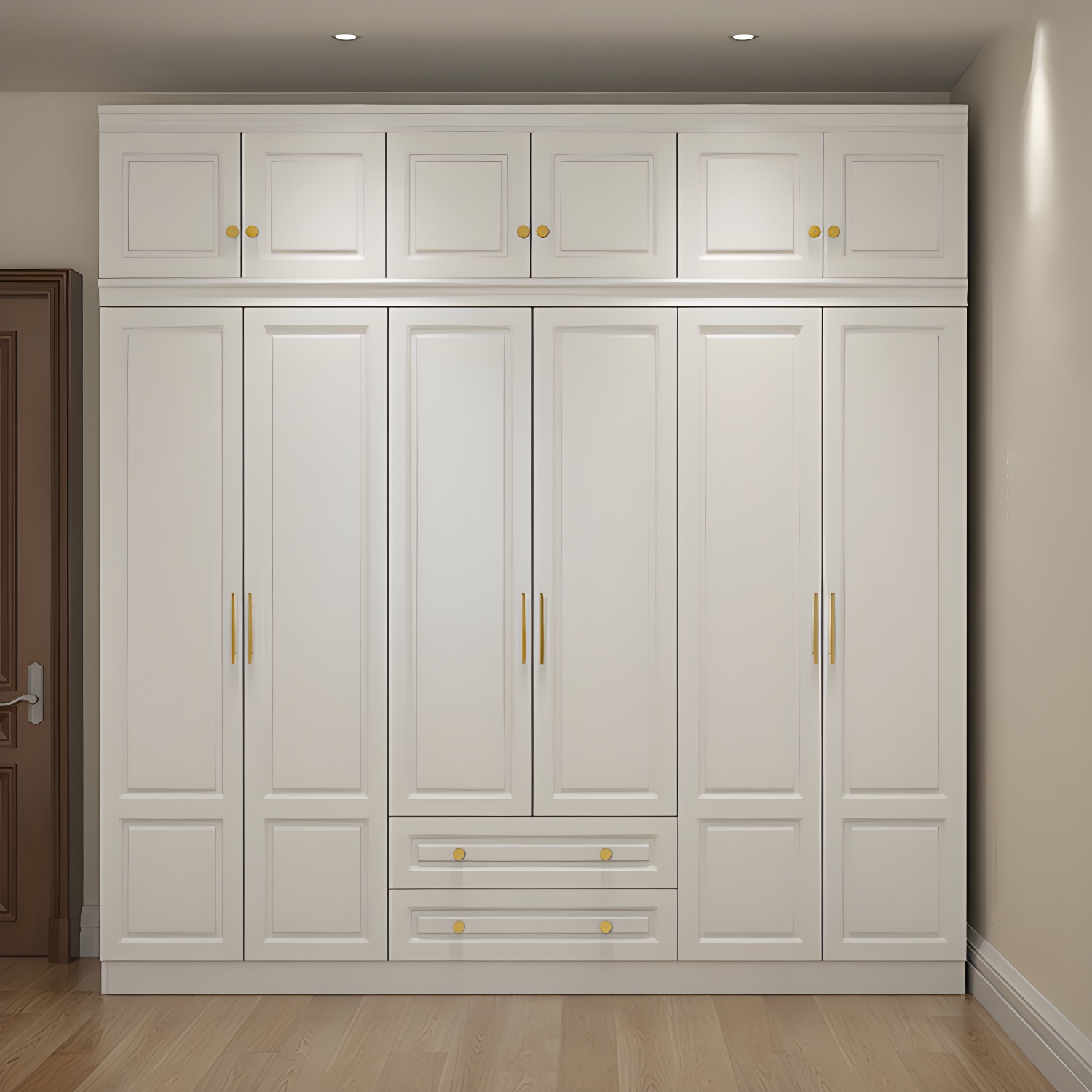 Manufactured Wood White Wardrobe for Home Modern Cabinet with Drawers - image 15