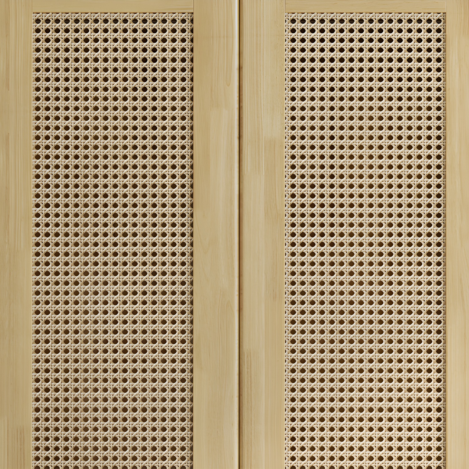 Rubberwood Solid Wood Frame Wardrobe Modern Rattan Hinged Doors with Legs - image 9