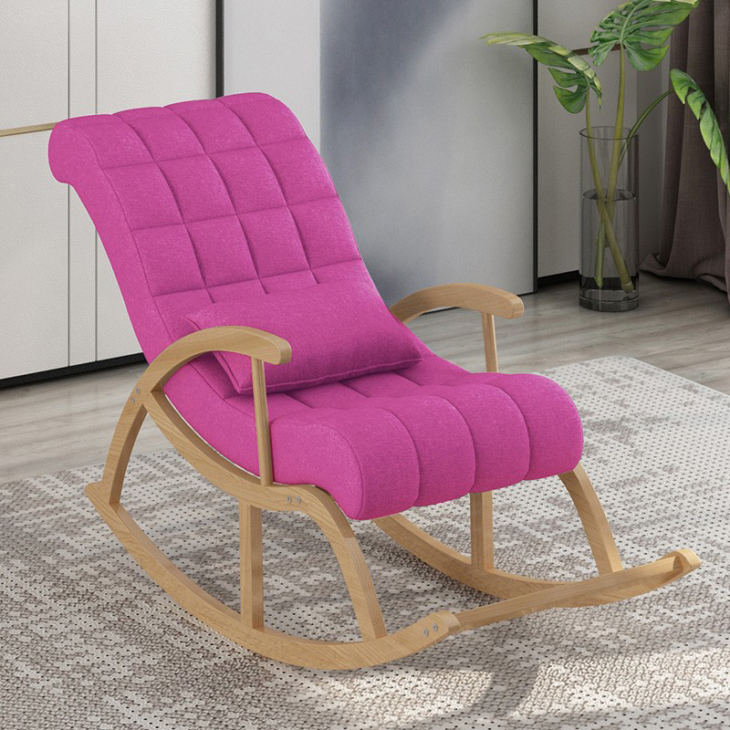 Modern Upholstered Rocking Chair with Removable Cushions - Stylish Pine Frame and Included Pillow - image 9