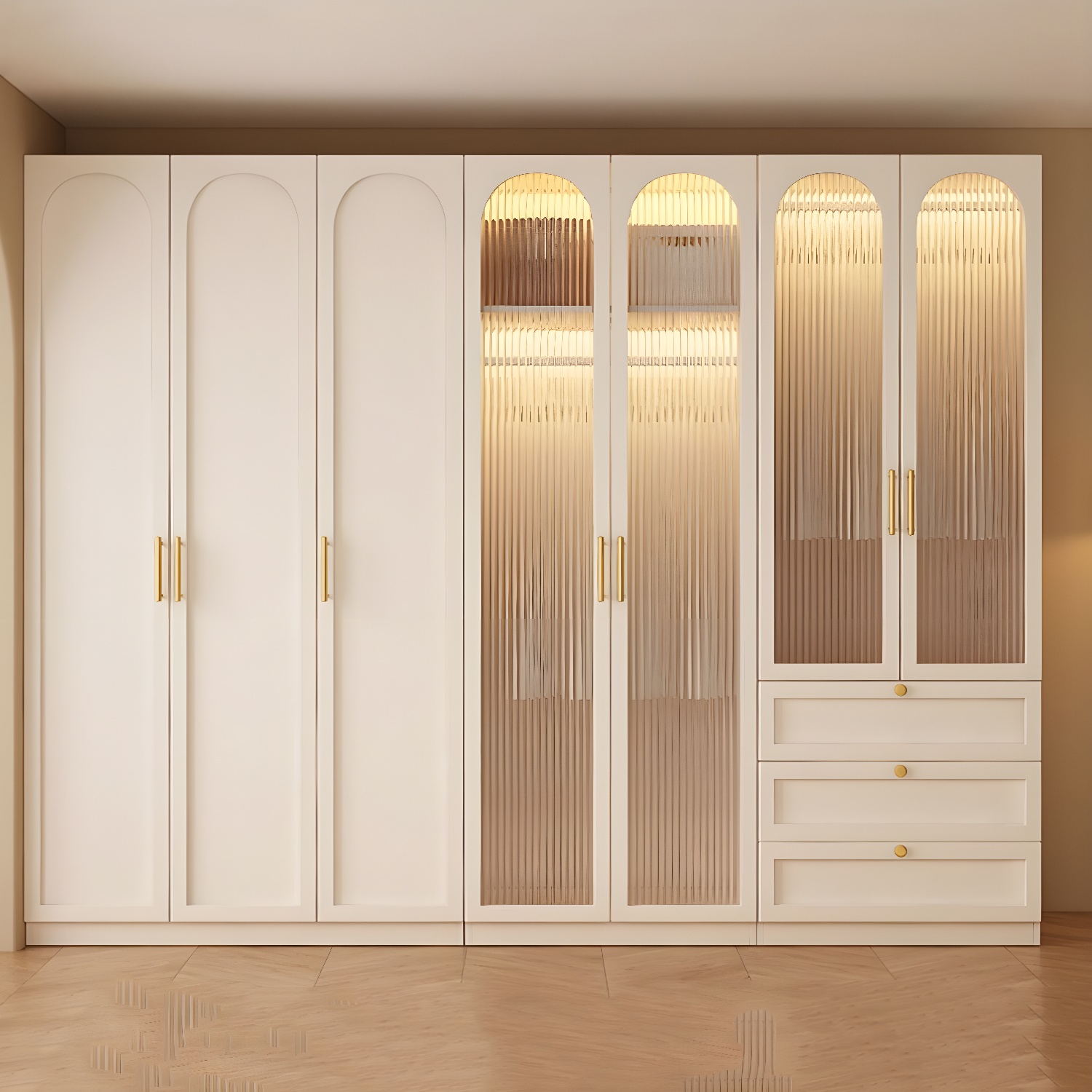 Modern White Wardrobe Armoire with Clothing Rod and Reserve Installation Holes