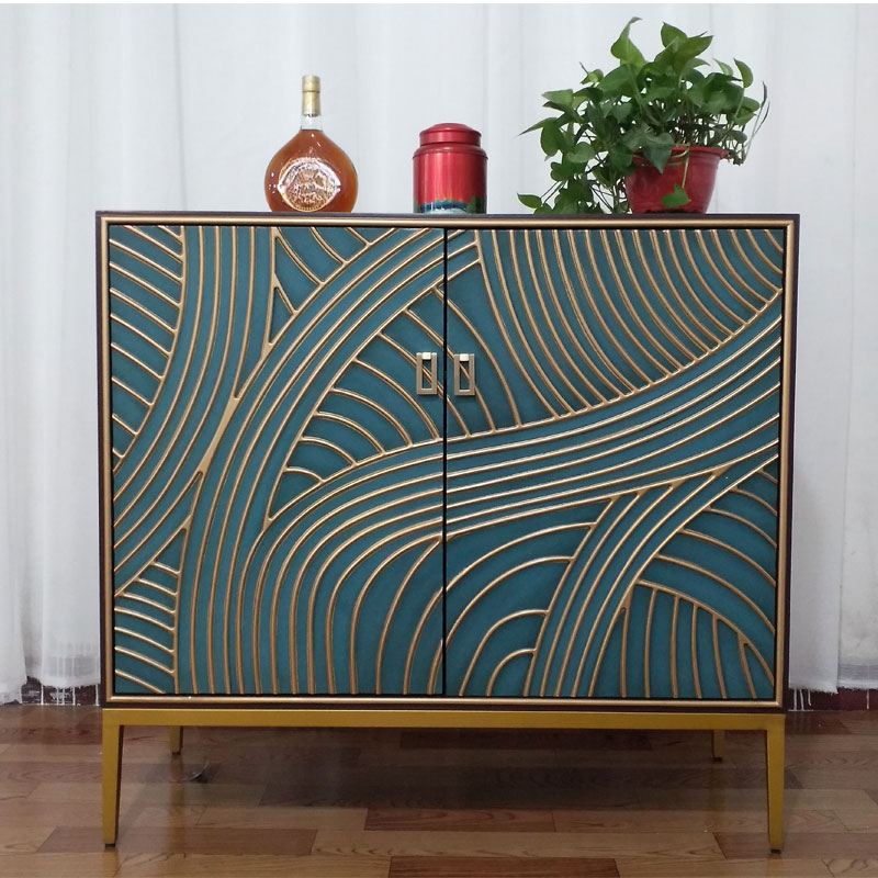 Art Deco Style Unattached Utility Cabinet with Cabinet Rings for Sitting Room