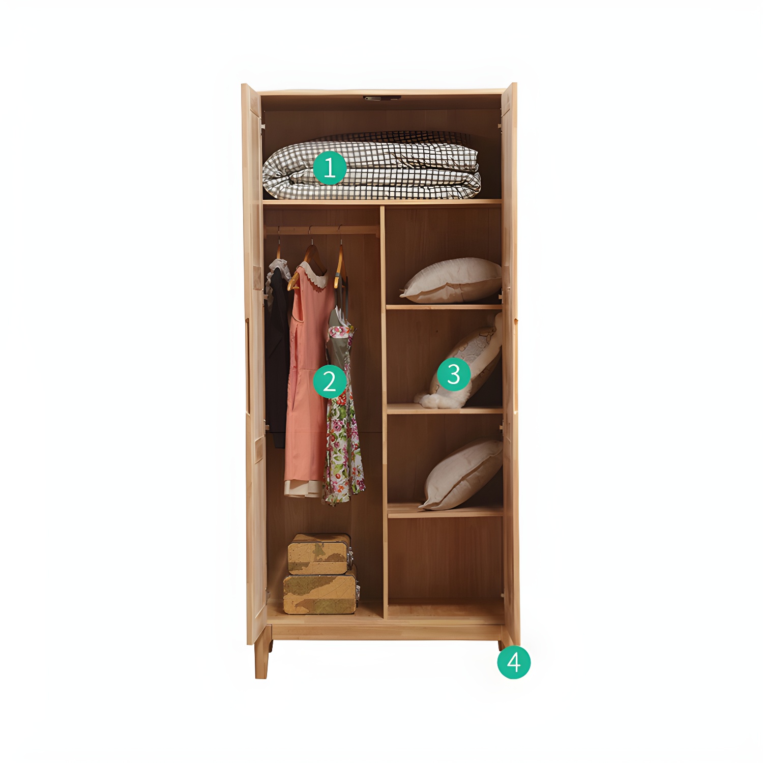 Modern Style Wardrobe Cabinet Wood Clothes Rail Wardrobe Armoire with Shelves - image 15