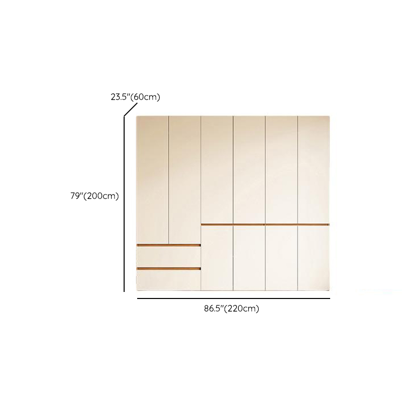 White Minimalist Manufactured Wood Wardrobe Closet with 2 Drawers, Soft Close Door, Interior Shelves, and Clothing Rod - image 15