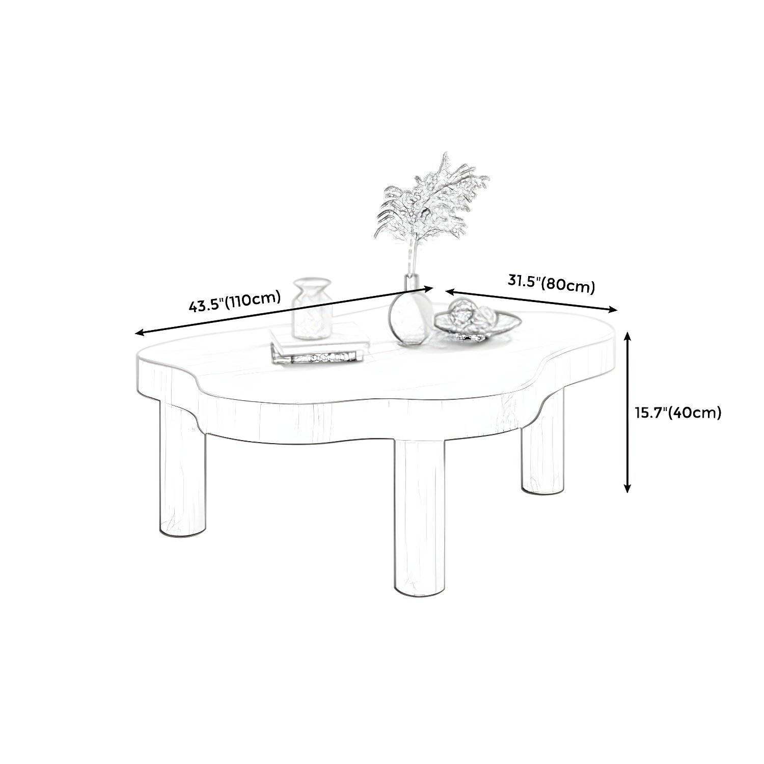 Contemporary 3 Legs Coffee Table Wood Cloud Shaped Cocktail Table - image 16