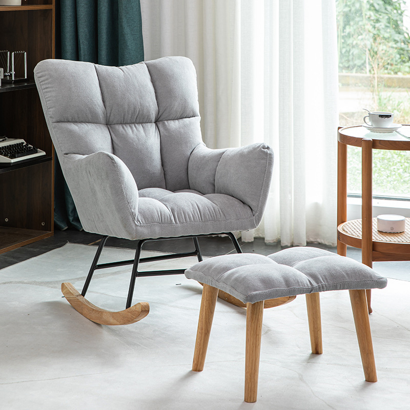 Modern Upholstered Rocking Chair with Tufted Seat - Natural Wood Legs for Stylish Home Decor - image 7