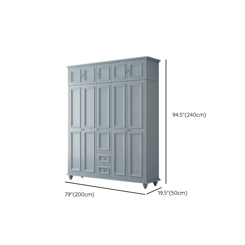 Chalk/Light Blue Contemporary Lumber Cabinet Armoire with Soft Close Drawer and Door, Interior Shelves, and Hanging Rod - image 14