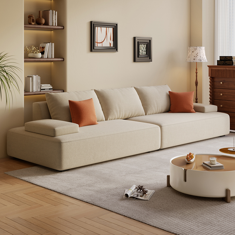 Modish Solid Color Stain Resistant Standard Sofa in Black/Light Gray/Beige for 6-Seater with 2 Pillows