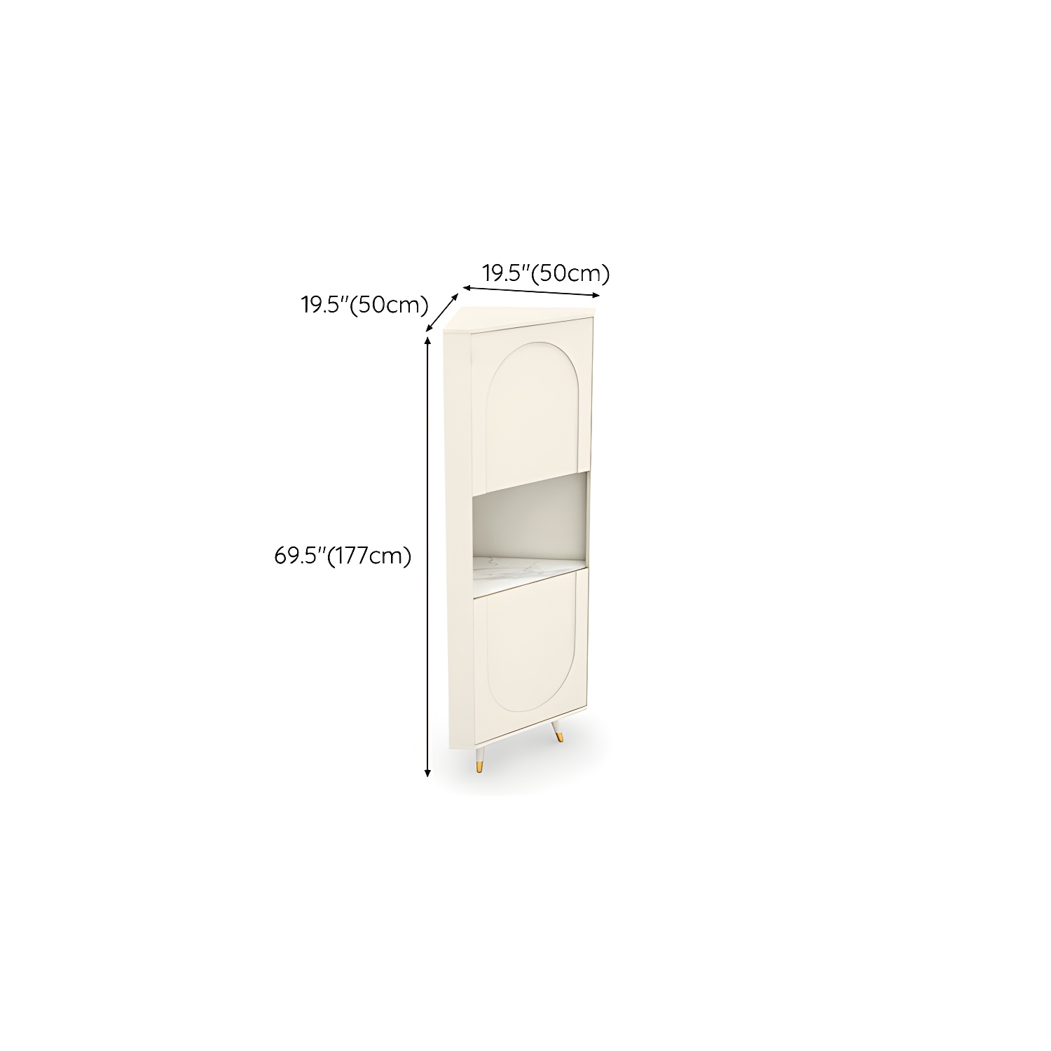 Modern White Corner Accent Cabinet with Stone Counter Top, 2 Cabinets, and 6 Shelves - image 14