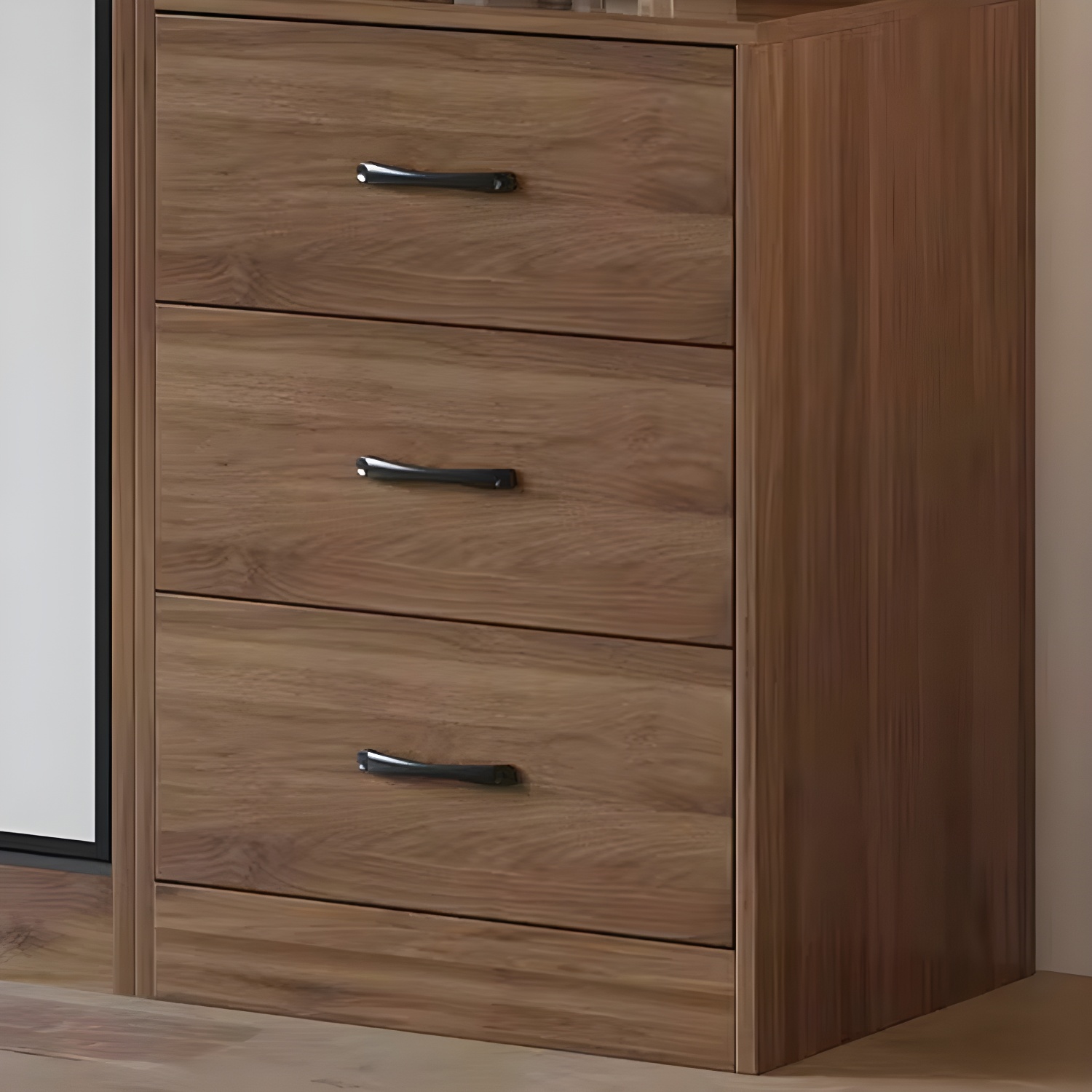 Modern Brown Wood Wardrobe Armoire with Sliding Doors, Shelves, and Clothing Rod - image 8