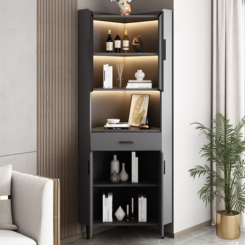 Damp-proof Scratch-immune Accent Cabinet with 1 Exterior Shelf, Glazed Door, Storm Gray Top, Soft Close Drawer, and Stain Resistant - image 4