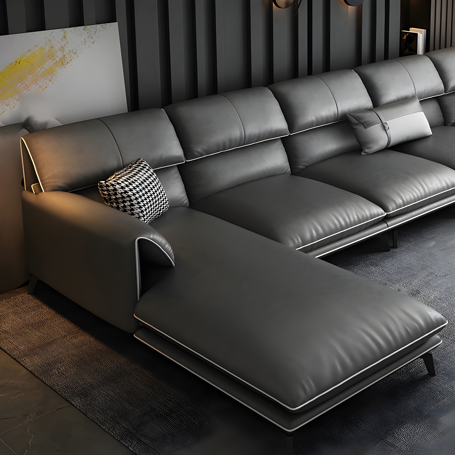 Modern Gray Stationary Sectional Sofa with Wood Frame and Pillow Top Arm - image 10
