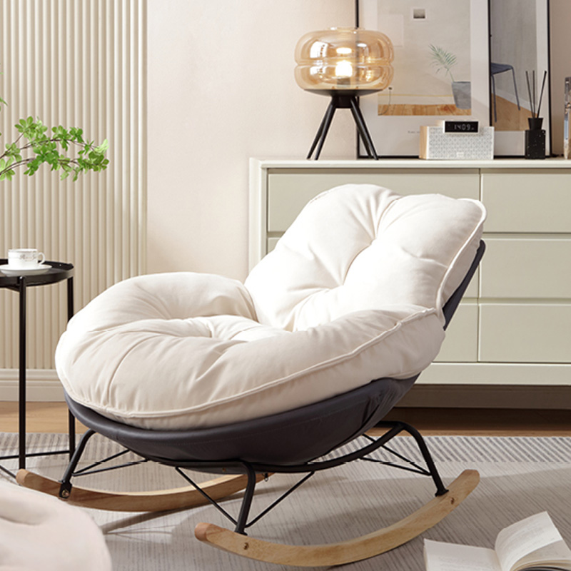 Chalk Simple 2 Piece Set Rocking Chair with Ottoman, Scratch-tolerant and Padded Upholstery