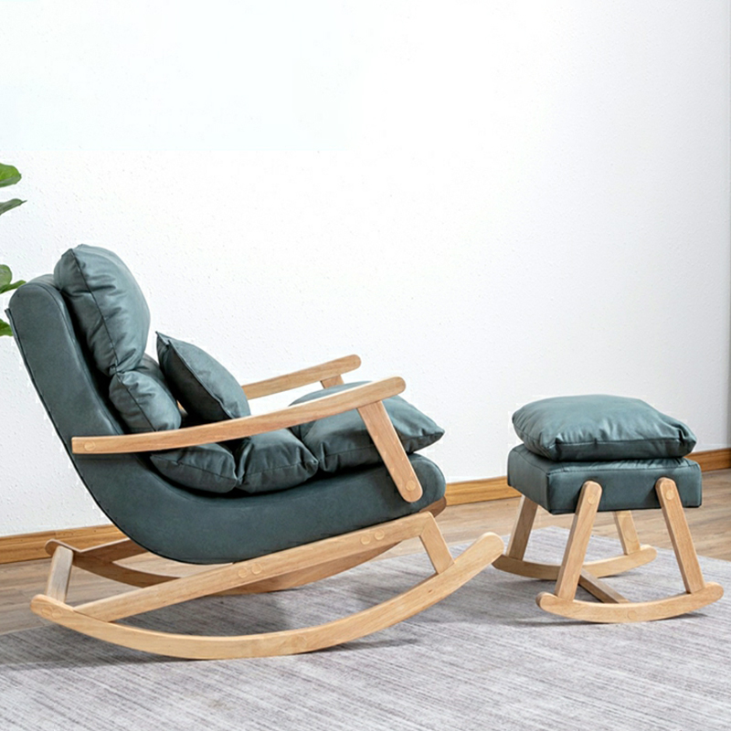 Modern Upholstered Rocking Chair with Track Arms and Ottoman for Stylish Interior Design