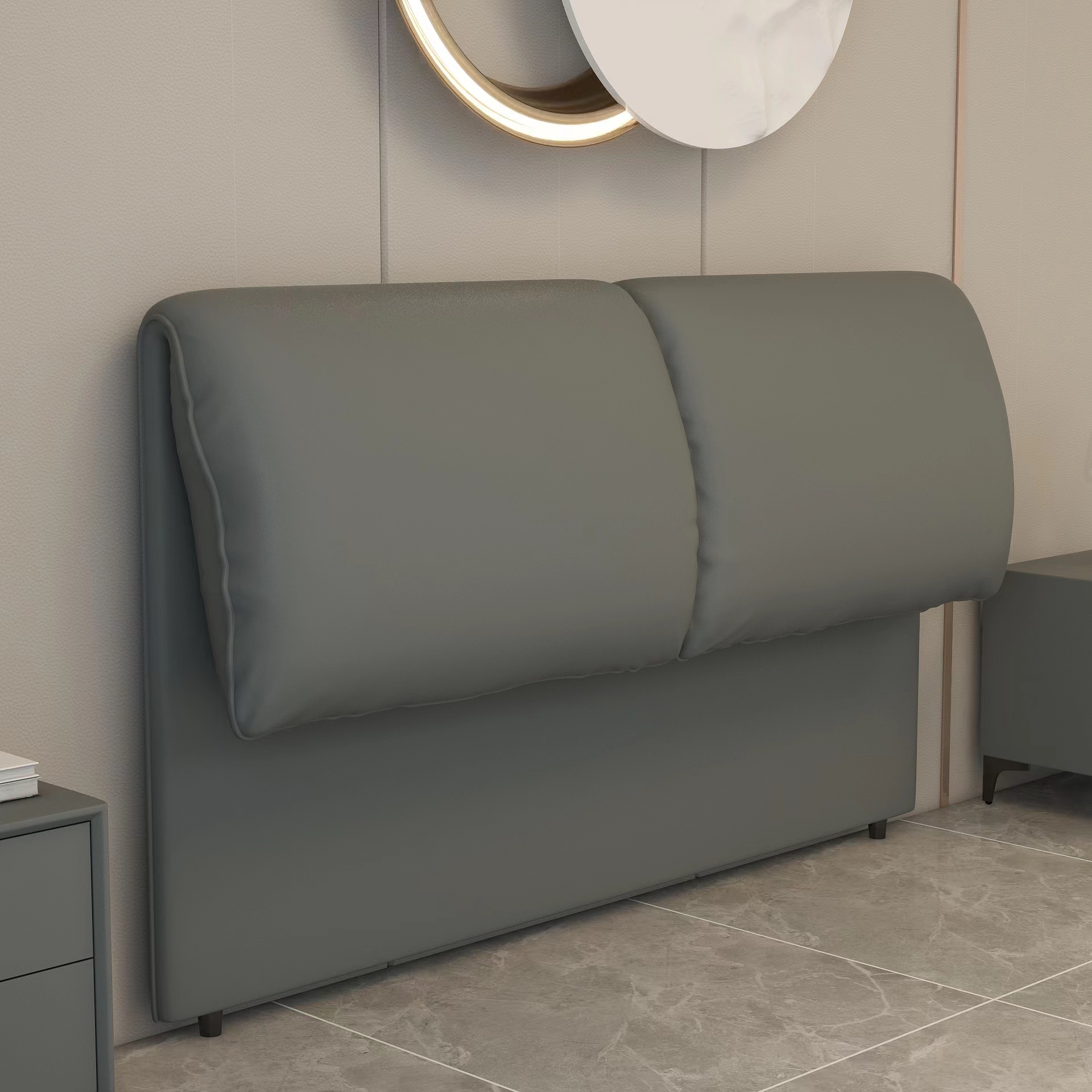 Simple Free-standing Standard King(76"W x 80"L)/Queen(60"W x 80"L)/Full(54"W x 75"L) Panel No Distressing With Legs in Wood/ Upholstery and Sponge