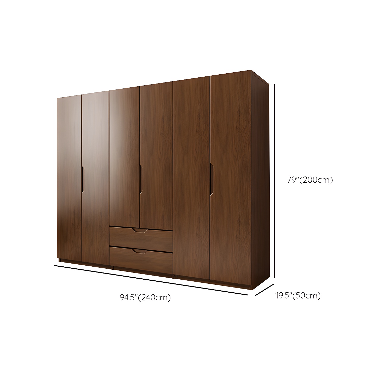 Contemporary Oak Solid Wood Wardrobe Freestanding Multifunctional Wardrobe - image 24