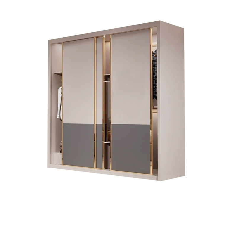 Modern Brown Wooden Wardrobe Armoire with Mirror, Drawers, and Shelves - image 5