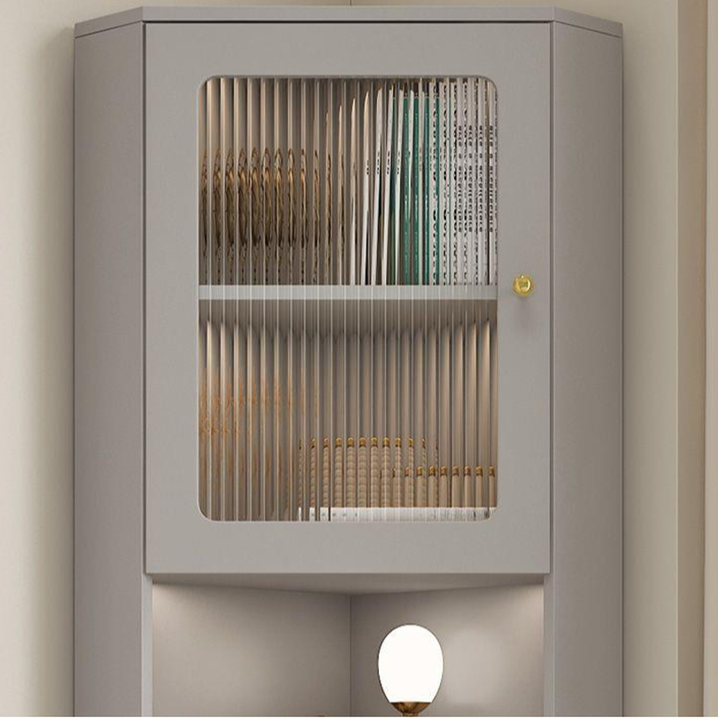 Grey/Beige Engineered Wood Utility Cabinet with Illuminating in a Modern Style - image 10