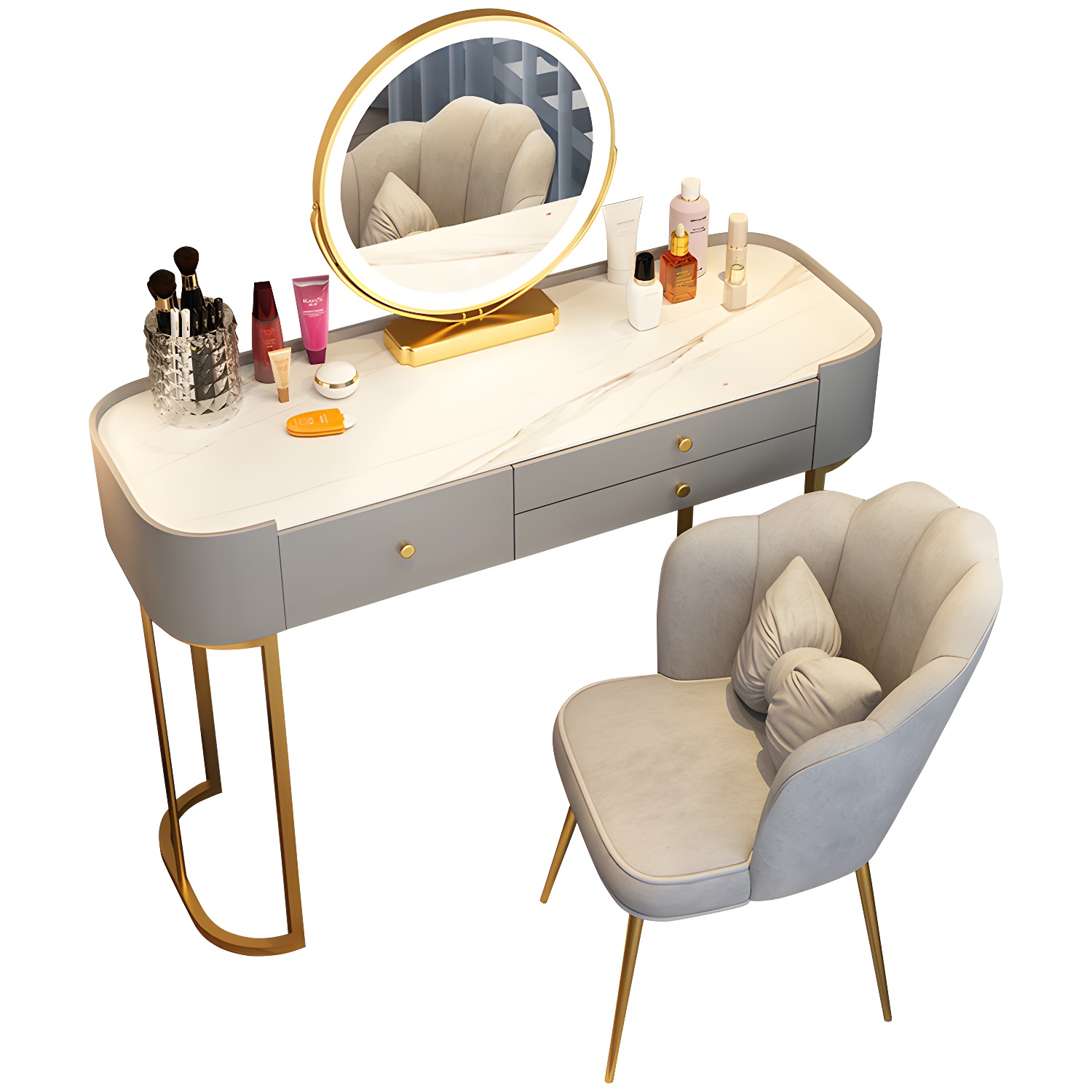 Glam Glass Vanity Dressing Table Bedroom Make-up Vanity with Drawer - image 10