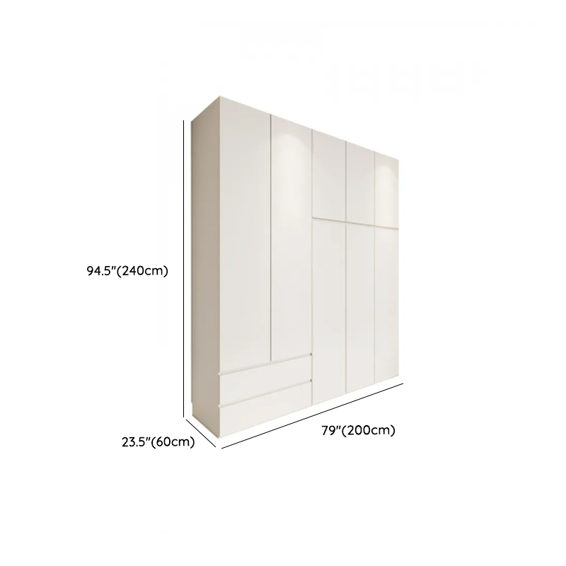 White Minimalist Manufactured Wood Independent Wardrobe Closet with Soft Close Drawer, Soft Close Door, and Interior Shelves - image 23