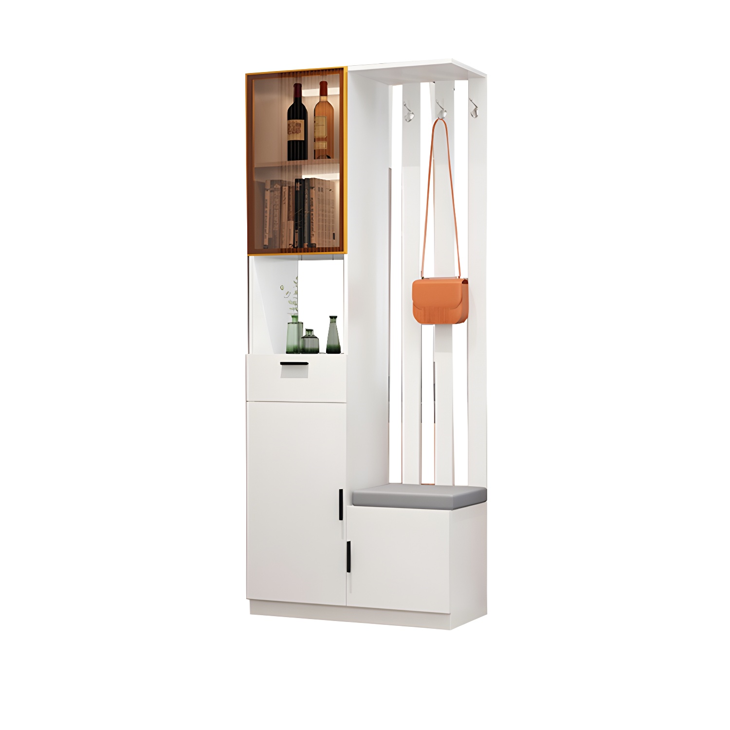 Contemporary 3-door Wooden 11.81" Wide Accent Cabinet with Drawer - image 10