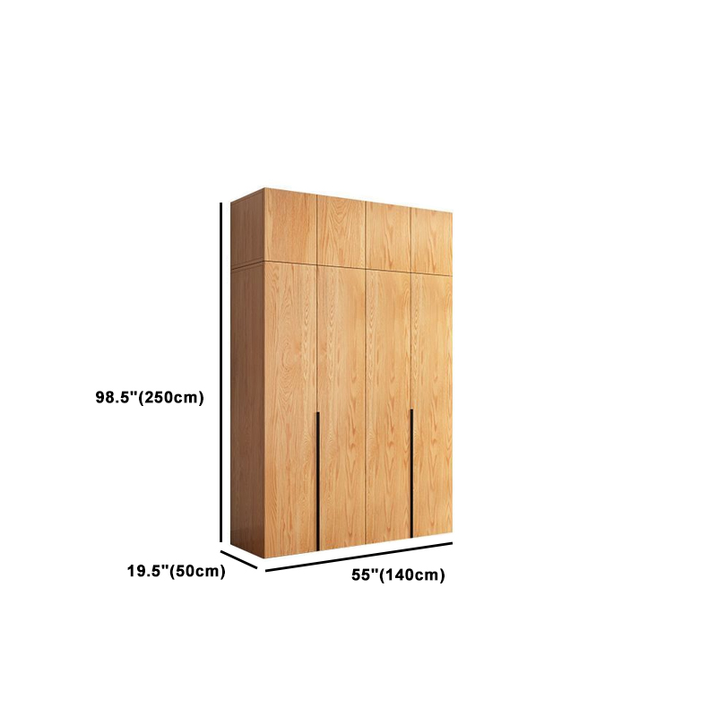 Natural Wood Freestanding Wardrobe Closet with Natural Doors - image 27