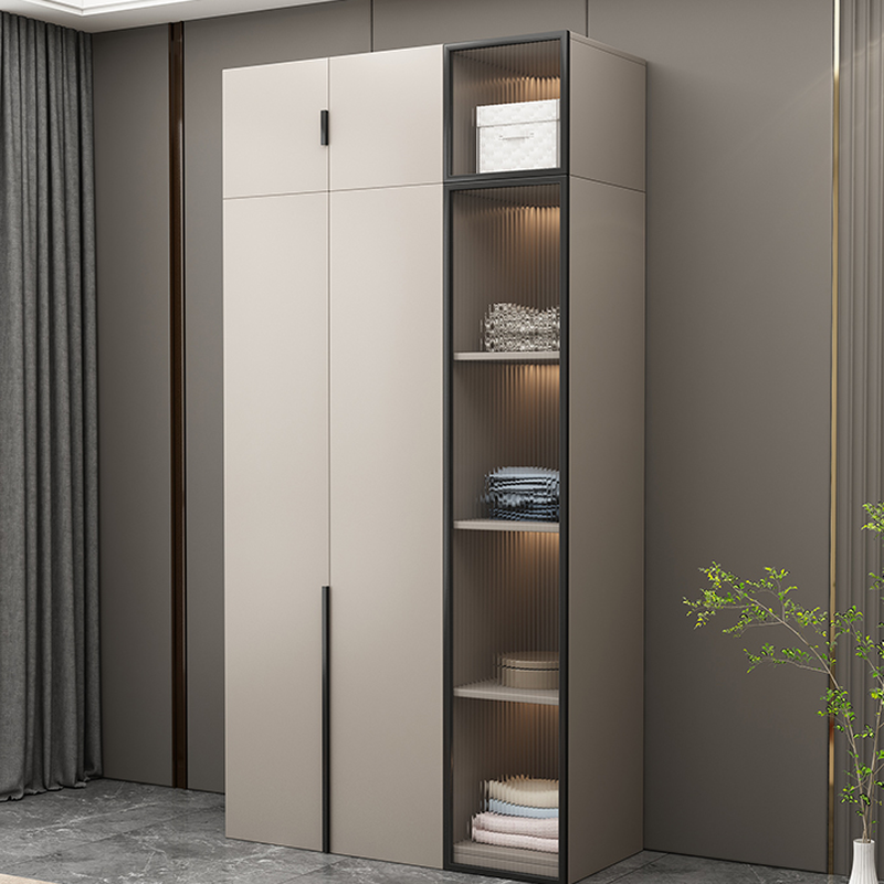 Modish Manufactured Wood Wardrobe Closet with Interior Shelves and Clothing Rod - image 3