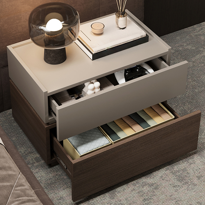 Organic Modern Nightstand With Drawer Organization Featuring 2 Drawers and Real Wood Countertop - image 11