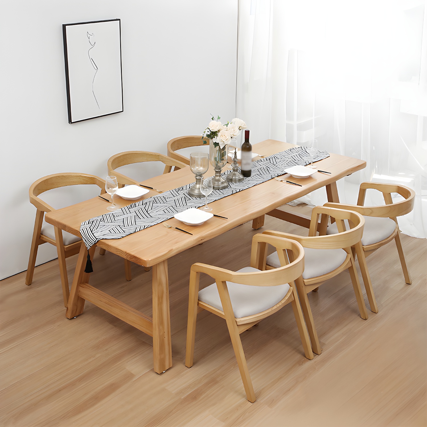 Home Pine Dining Room Set 1/2/5/7 Pieces Modern Dining Room Table Set