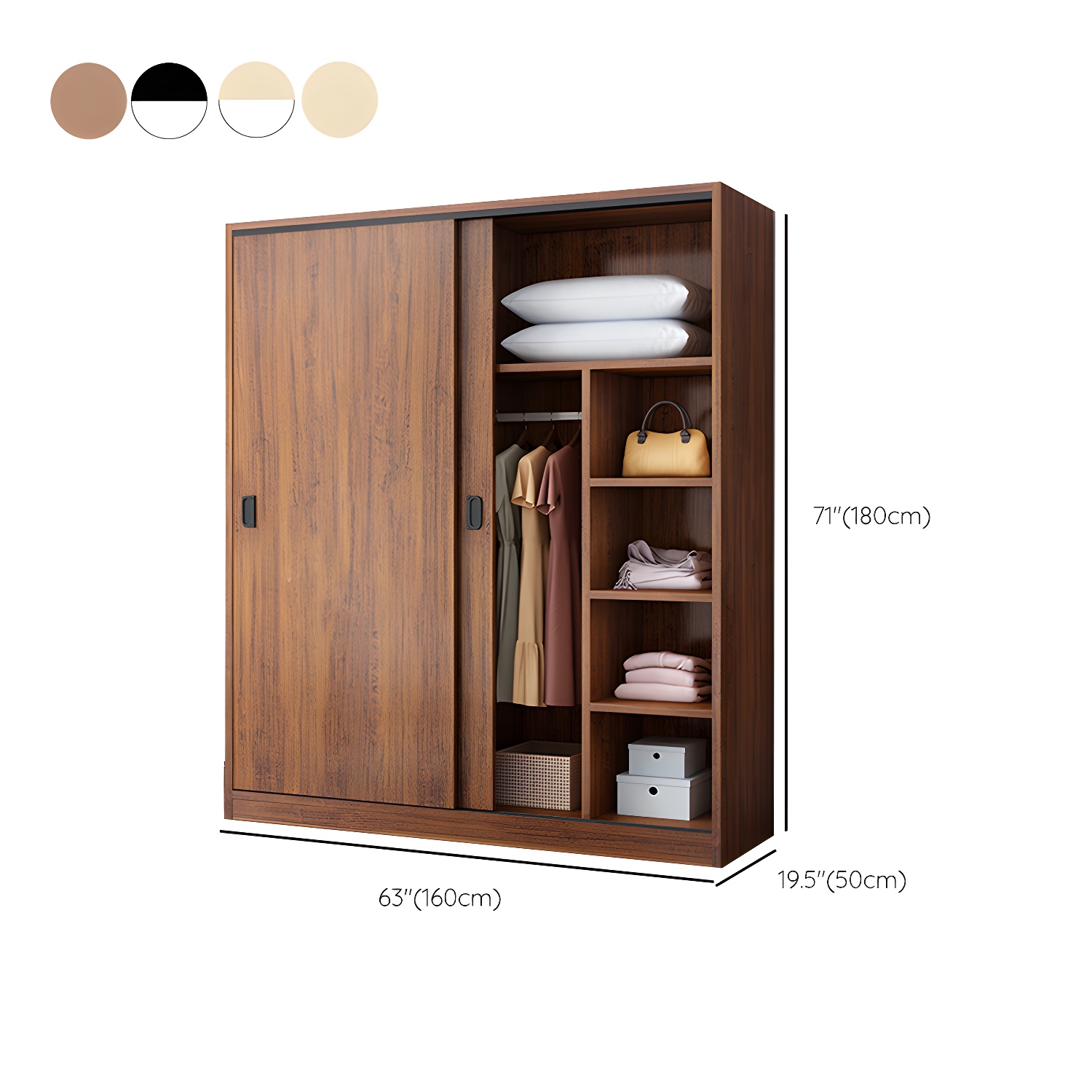 Modern Sliding Doors Wardrobe Wood Frame Freestanding Wardrobe Armoire - image 19
