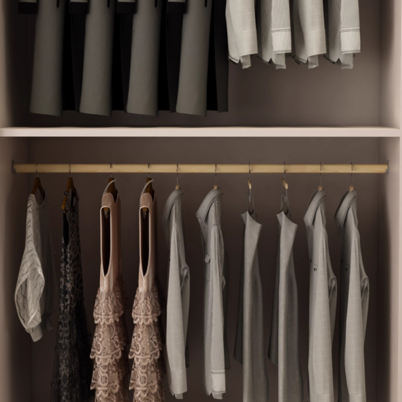 Modish Wooden Independent Armoire Cabinet with Soft Close Door, Interior Shelves, and Clothing Rod - image 4