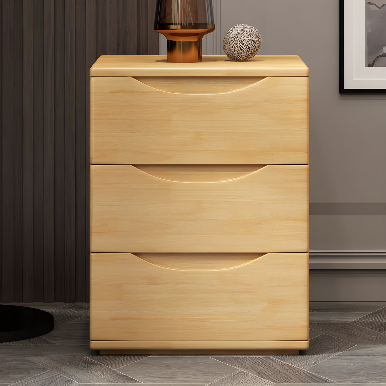 3 Drawers Contemporary Accent Table Nightstand Antique Finish Nightstand - image 3