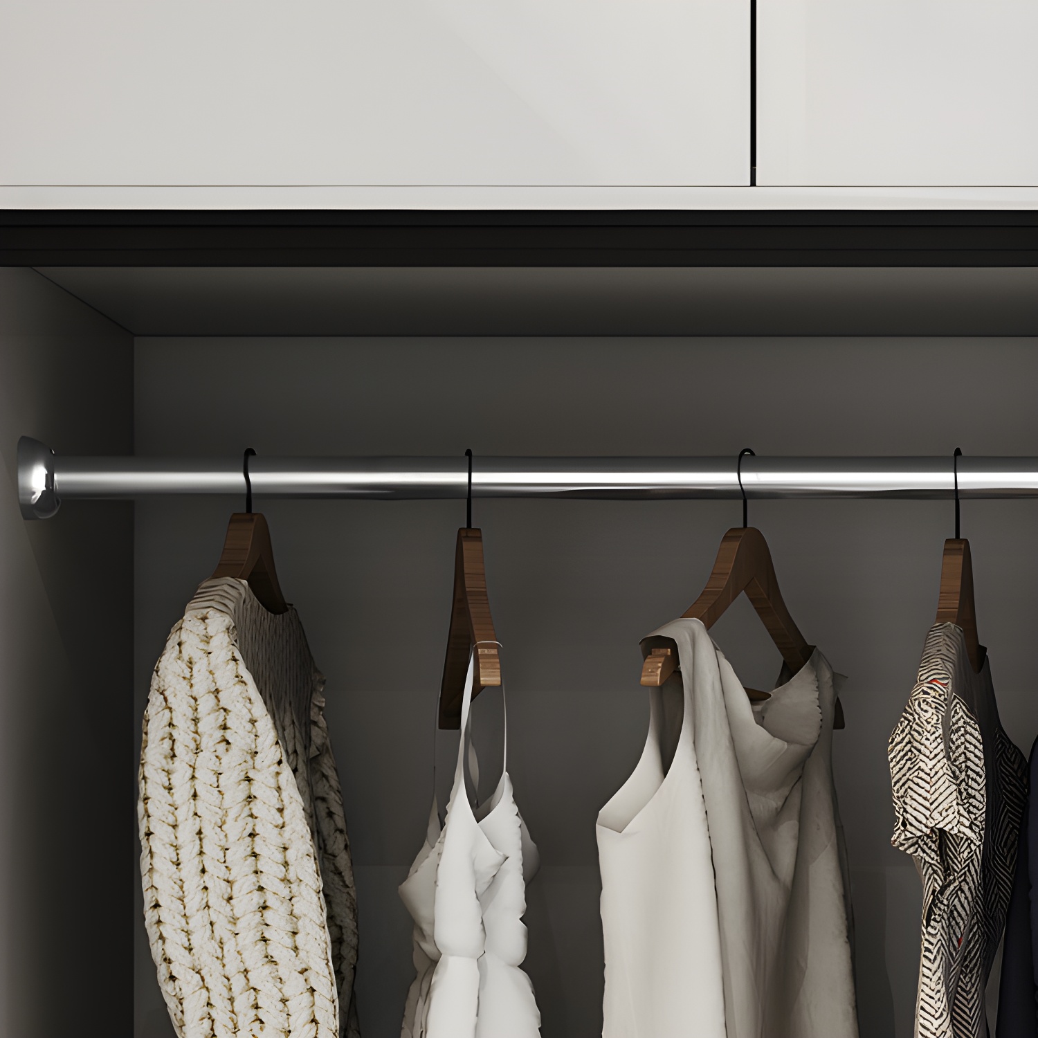 White Colour Wooden Wardrobe Cloth Rod Included Wardrobe Closet with Shelves - image 9