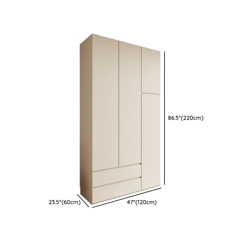 Cream Modern Wood Wardrobe Armoire with Soft Close Drawer and Door, Interior Shelves, and Hanging Rod - image 22