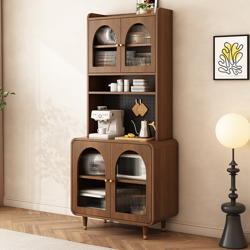 3 Drawers Modish Tan Standard Sink Cabinet with Glass Doors, 2 Shelves/1 Shelf, and Cabinets - image 4