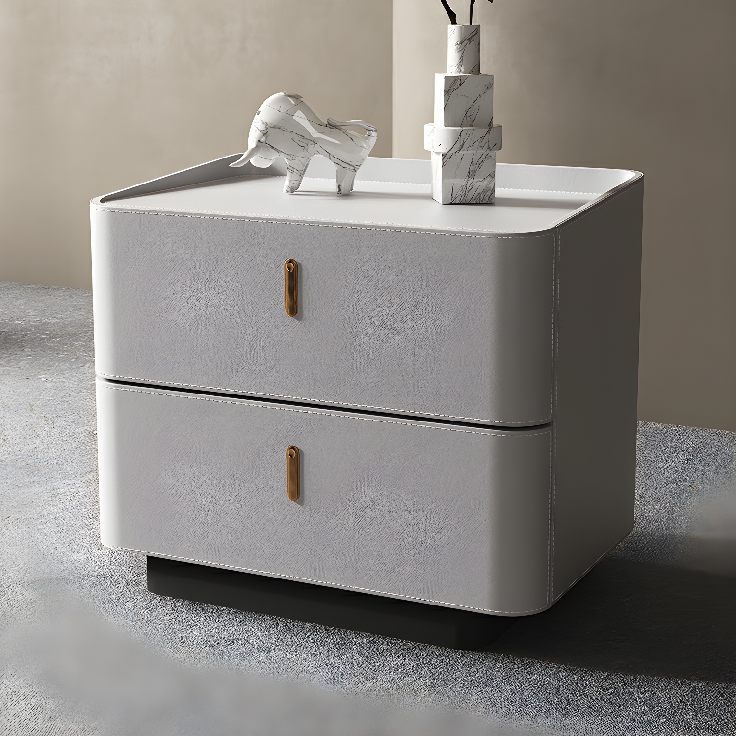 Modern Wood Grain Design Solid Wood Nightstands with Two Drawers - image 5