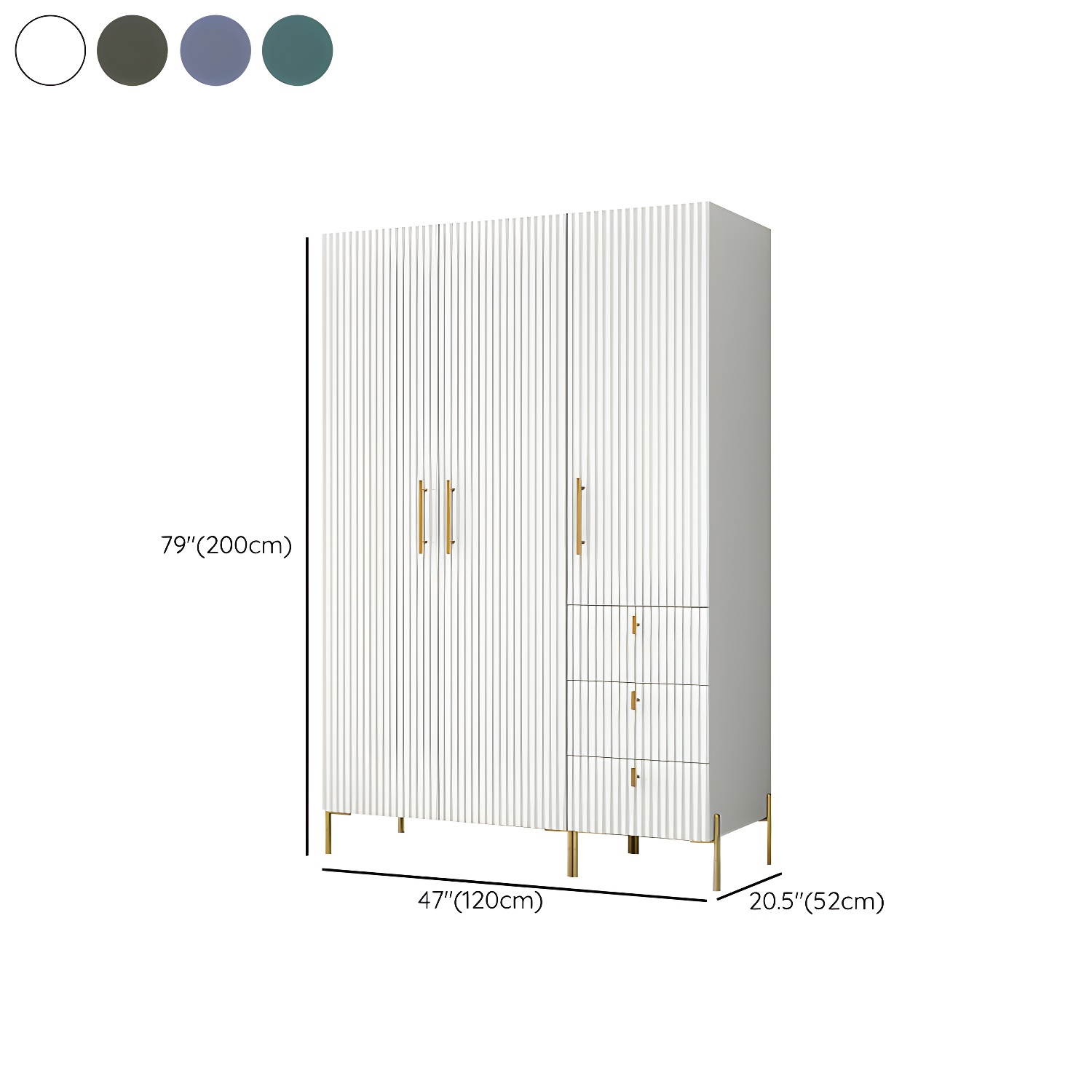 Modern Wardrobe Cabinet Engineered Wood with Garment Rod in Green/Blue/White/Grey - image 16