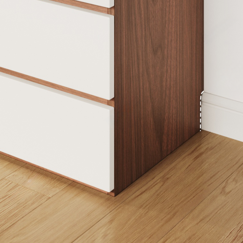 White Minimalist Manufactured Wood Wardrobe Closet with Soft Close Drawer, Soft Close Door, Interior Shelves, and Clothing Rod - image 5