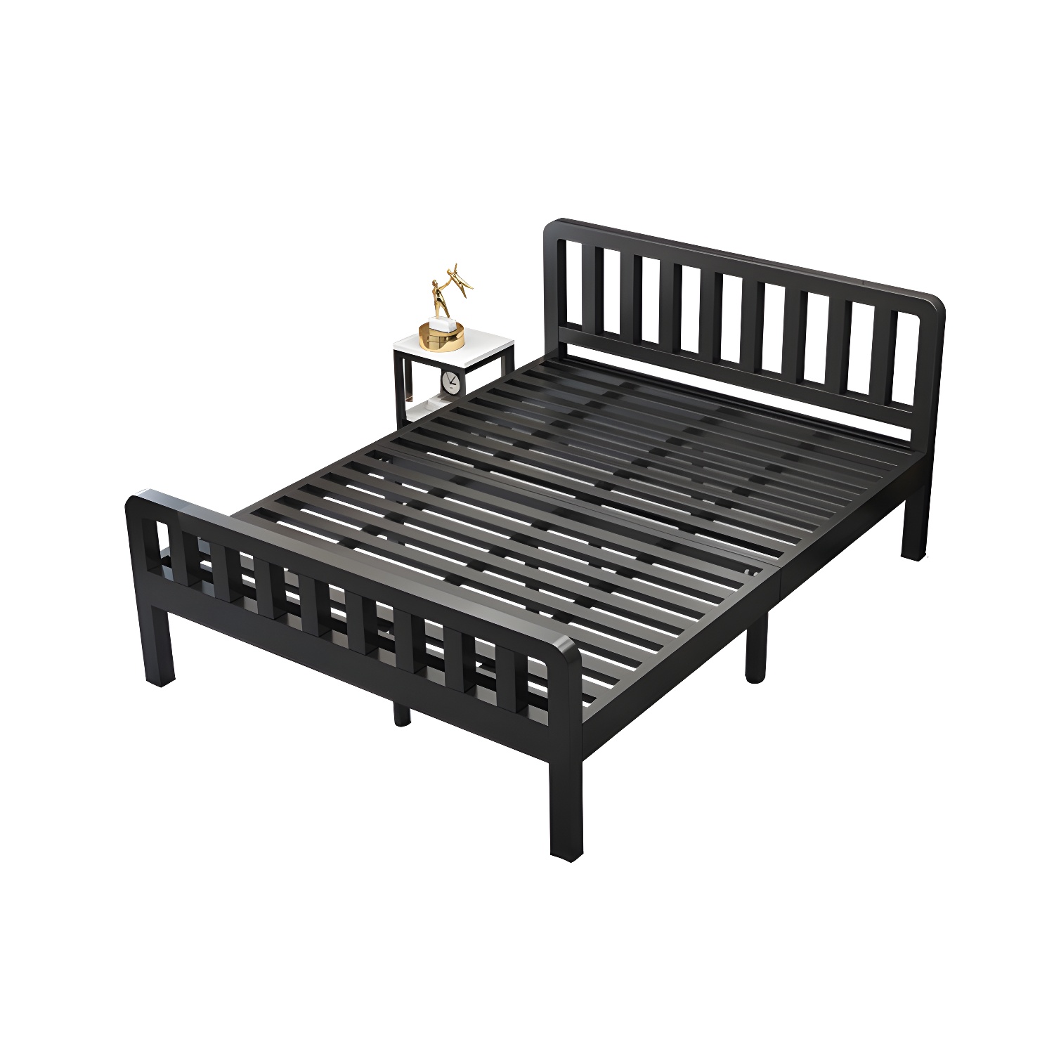Contemporary Metal Bed Frame Solid Color Slat Bed with Custom Gold Legs - image 16