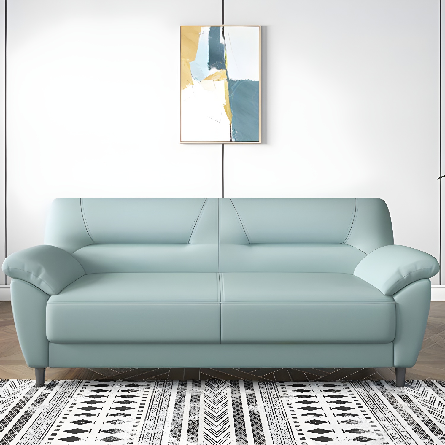Leather Modern 2/3-seat Pillow Top Arm Sofa 70.87"/55.12" W Sewn Pillow Back Sofa - image 11